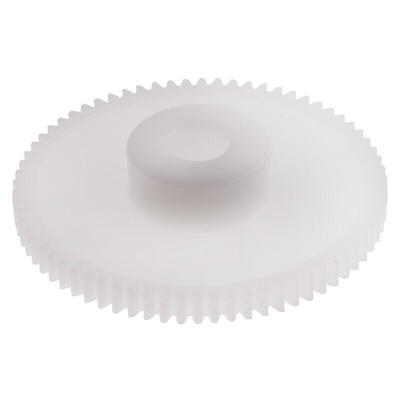 RS PRO POM 70 Teeth Spur Gear, 0.5 Module, 6mm Bore Diam, 35mm Pitch Diam, 14mm Hub Diam