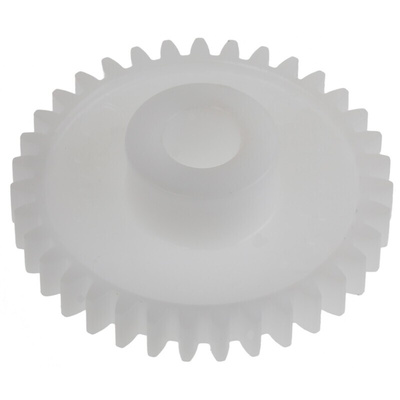 RS PRO POM 35 Teeth Spur Gear, 0.8 Module, 6mm Bore Diam, 28mm Pitch Diam, 12mm Hub Diam