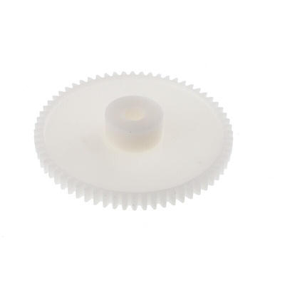 RS PRO POM 64 Teeth Spur Gear, 0.8 Module, 6mm Bore Diam, 51.2mm Pitch Diam, 15.5mm Hub Diam