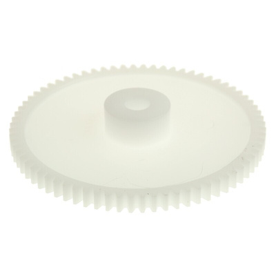 RS PRO POM 72 Teeth Spur Gear, 0.8 Module, 6mm Bore Diam, 57.6mm Pitch Diam, 15.5mm Hub Diam