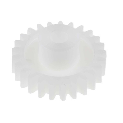 RS PRO POM 25 Teeth Spur Gear, 1 Module, 5mm Bore Diam, 25mm Pitch Diam, 11.7mm Hub Diam