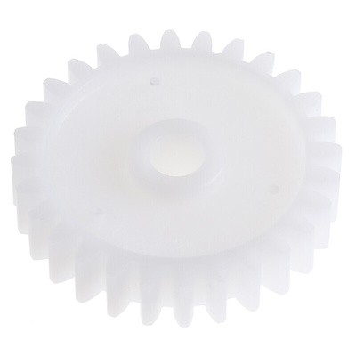 RS PRO POM 28 Teeth Spur Gear, 1 Module, 5mm Bore Diam, 28mm Pitch Diam, 11.7mm Hub Diam