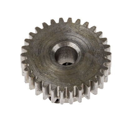 RS PRO Steel 30 Teeth Spur Gear, 0.5 Module, 4mm Bore Diam, 15mm Pitch Diam, 9mm Hub Diam