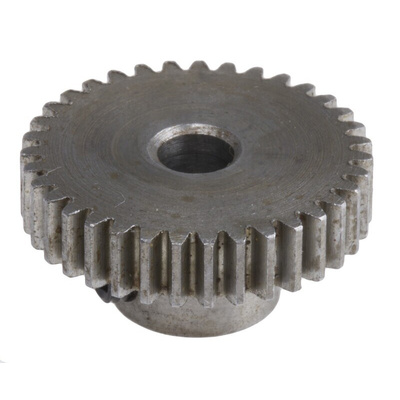 RS PRO Steel 35 Teeth Spur Gear, 0.5 Module, 4mm Bore Diam, 17.5mm Pitch Diam, 9mm Hub Diam