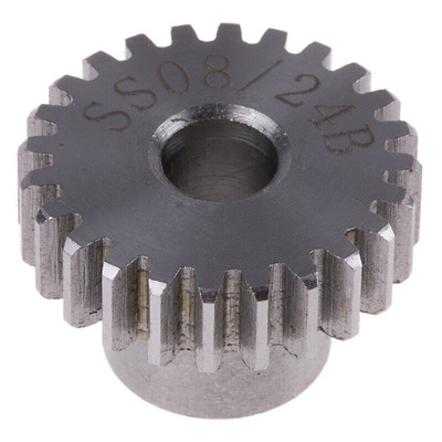 RS PRO Steel 24 Teeth Spur Gear, 0.8 Module, 6mm Bore Diam, 19.2mm Pitch Diam, 12mm Hub Diam