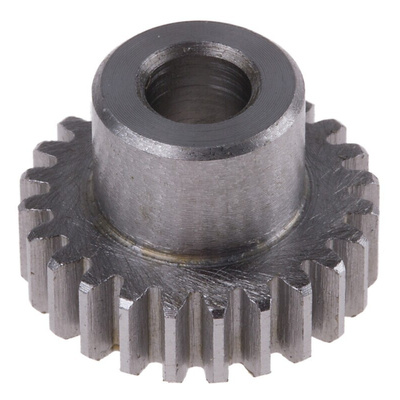 RS PRO Steel 24 Teeth Spur Gear, 0.8 Module, 6mm Bore Diam, 19.2mm Pitch Diam, 12mm Hub Diam