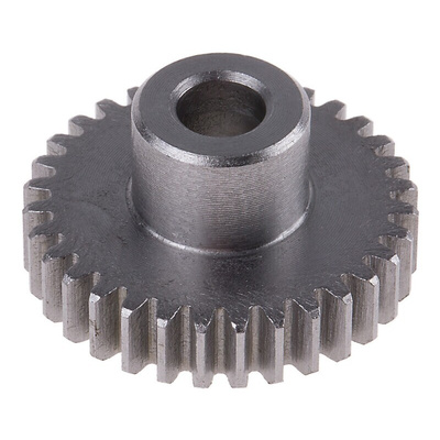 RS PRO Steel 32 Teeth Spur Gear, 0.8 Module, 6mm Bore Diam, 25.6mm Pitch Diam, 12mm Hub Diam