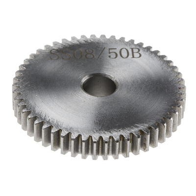 RS PRO Steel 50 Teeth Spur Gear, 0.8 Module, 8mm Bore Diam, 40mm Pitch Diam, 19mm Hub Diam