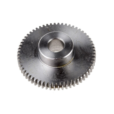 RS PRO Steel 60 Teeth Spur Gear, 0.8 Module, 10mm Bore Diam, 48mm Pitch Diam, 22mm Hub Diam