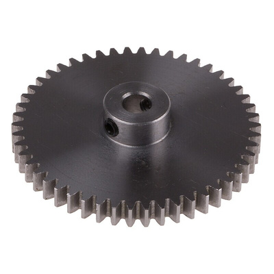 RS PRO Steel 50 Teeth Spur Gear, 1 Module, 6mm Bore Diam, 50mm Pitch Diam, 14mm Hub Diam