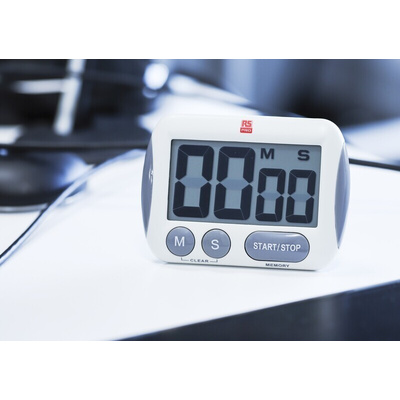 RS PRO White Digital Desktop Timer 99 min 59 s