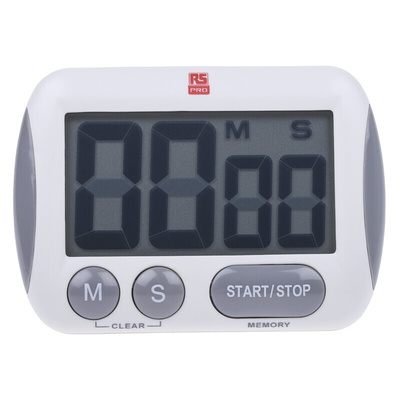 RS PRO White Digital Desktop Timer 99 min 59 s