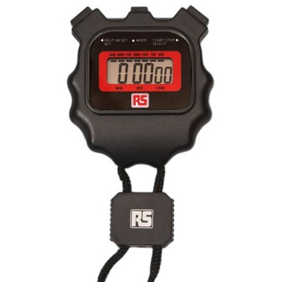 RS PRO Black Digital Pocket Stopwatch 24 h 40 min 1 s, With RS Calibration