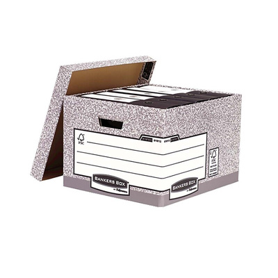 Fellowes Grey 6 Compartment A4, Foolscap Archive Box, H287mm x W380mm x D430mm