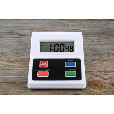 RS PRO White Digital Desktop Timer