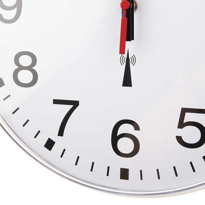 RS PRO White Radio Controlled Analog Wall Clock, 300mm Diameter