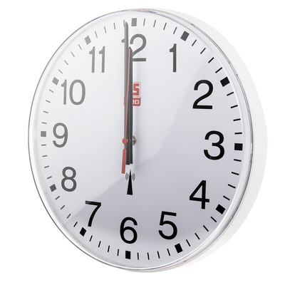 RS PRO White Radio Controlled Analog Wall Clock, 300mm Diameter