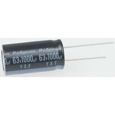 Rubycon 1000μF Electrolytic Capacitor 16V dc, Through Hole - 16YXF1000MEFCT810X20