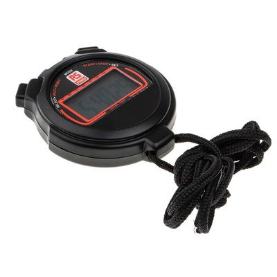 RS PRO Black Digital Pocket Stopwatch 24h