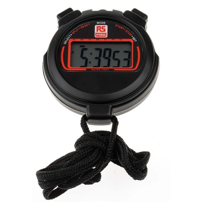 RS PRO Black Digital Pocket Stopwatch 24h