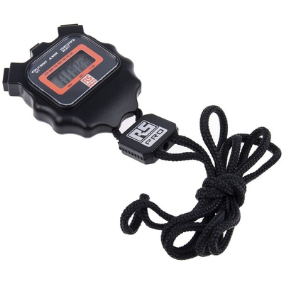 RS PRO Black Digital Pocket Stopwatch 24 h 40 min 1 s