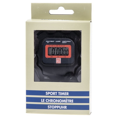 RS PRO Black Digital Pocket Stopwatch 24 h 40 min 1 s