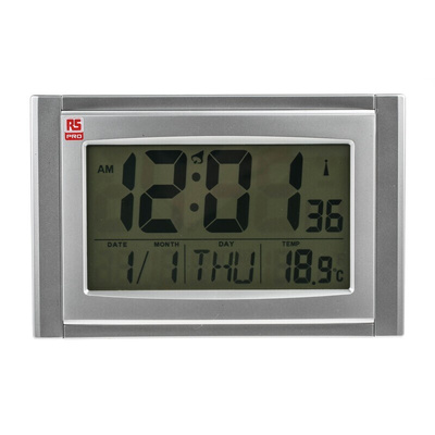 RS PRO Silver Radio Controlled Wall Clock