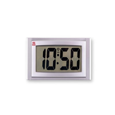 RS PRO Silver Radio Controlled Desktop, Wall Clock