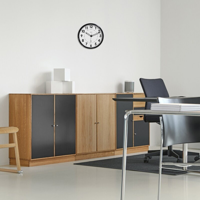 Orium Black Radio Controlled Analog Wall Clock, 360mm Diameter