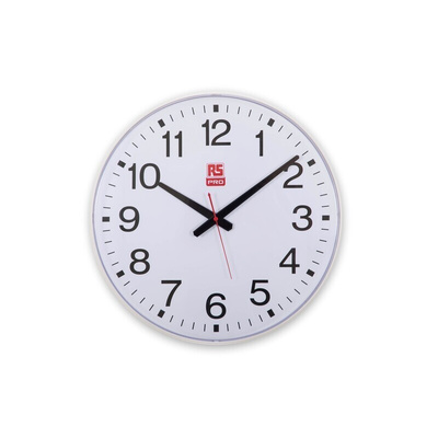 RS PRO White Analog Wall Clock, 420mm Diameter