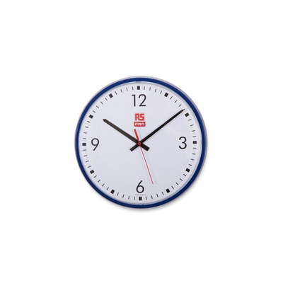 RS PRO Blue Analogue Wall Clock, 310mm Diameter