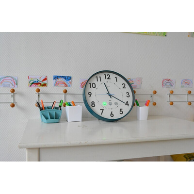 Orium Blue, White Analogue Desktop, Wall Clock With CO2 Sensor, 35cm Diameter