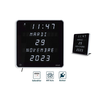 Orium Black, Silver Desktop, Wall Clock