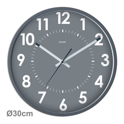 Orium Grey Analog Wall Clock, 300mm Diameter