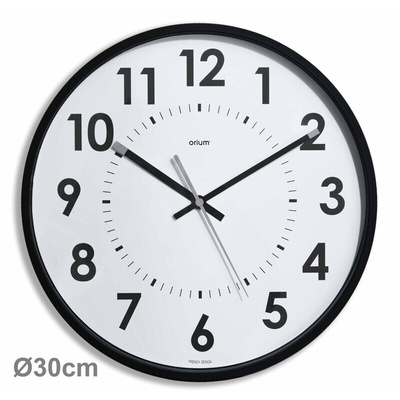 Orium Black Analog Wall Clock, 300mm Diameter