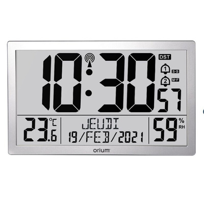Orium Silver Radio Controlled LED Wall Clock