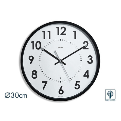 Orium Black Radio Controlled Analog Wall Clock, 300mm Diameter
