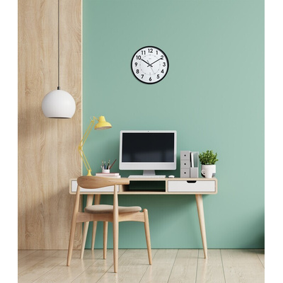 Orium Black Radio Controlled Analog Wall Clock, 300mm Diameter