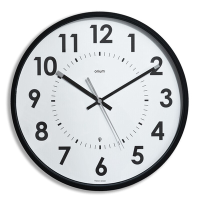 Orium Black Radio Controlled Analog Wall Clock, 300mm Diameter