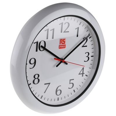 RS PRO White Analog Wall Clock, 300mm Diameter