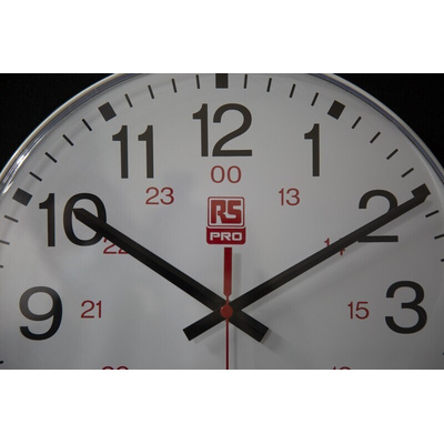 RS PRO White Analog Wall Clock, 300mm Diameter