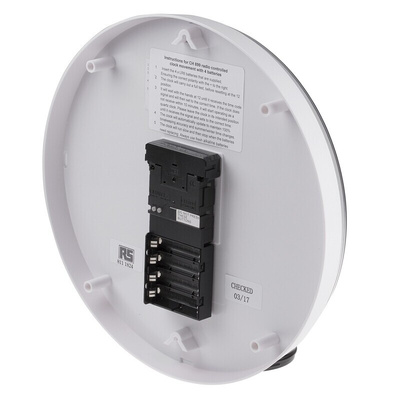 RS PRO White Radio Controlled Analog Wall Clock, 300mm Diameter