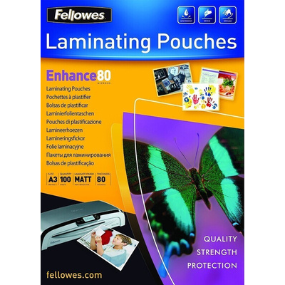 Fellowes A3 Laminator Pouches 80micron Thickness, 100 Pack Quantity