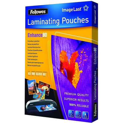 Fellowes A3 Laminator Pouches 80micron Thickness, 100 Pack Quantity