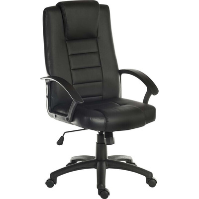 RS PRO Black Leather Faced Executive Chair, 115kg Weight Capacity