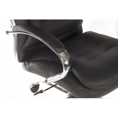 RS PRO Black Leather Executive Chair, 120kg Weight Capacity