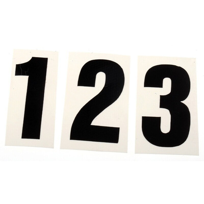 RS PRO Black Self Adhesive Numbers & Symbols, 30mm Character Height