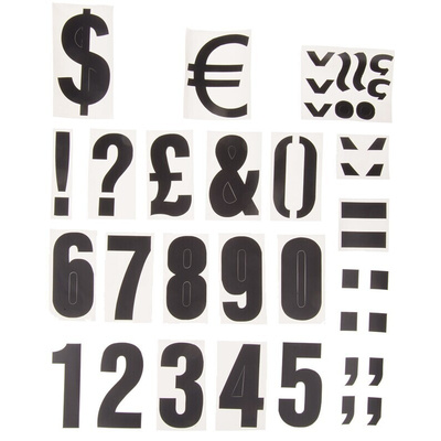 RS PRO Black Numeric Label, 75mm Character Height