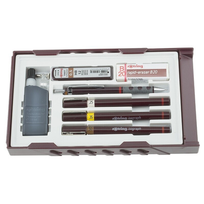 Rotring Black Isograph Pen Set, 0.25 → 0.5 mm Tip Size