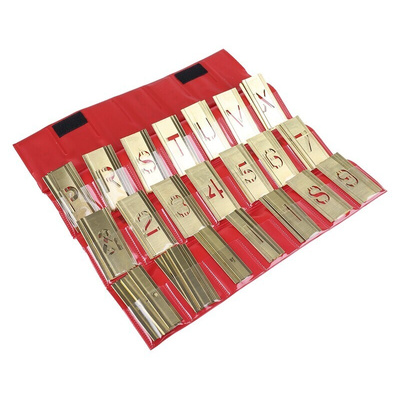 RS PRO 105 Piece Brass Stencil Letters & Numbers, 25mm Character Height